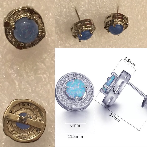 Elegant Fire Opal Micro Paved Halo Stud Earrings - Picture 9 of 11